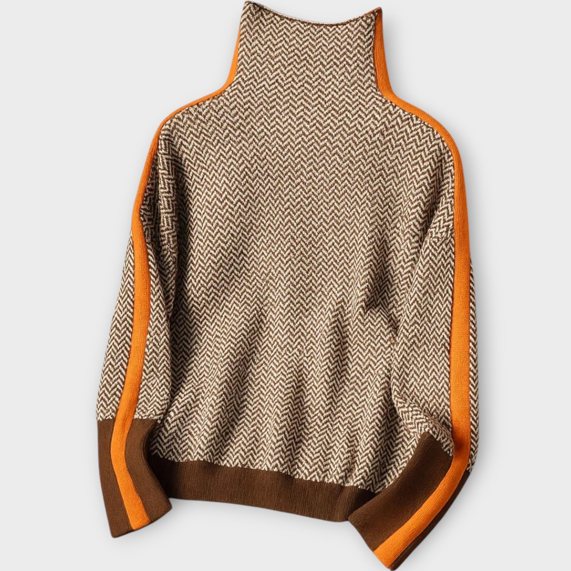 Selina™ | Randig stickad tröja med elegant hög krage