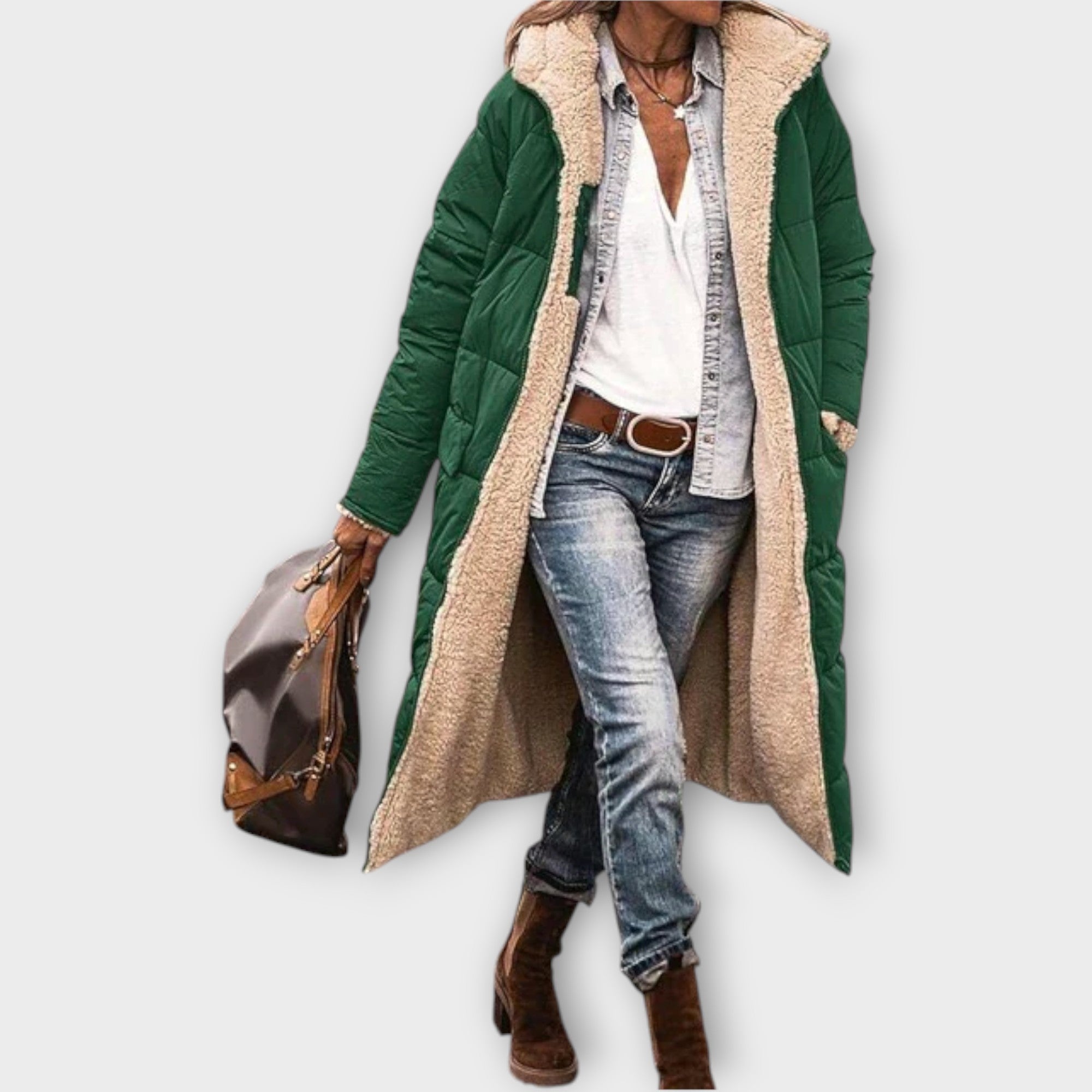 Arlena™ | Vändbar vinterkappa med huva för kvinnor som älskar värme, stil och frihet