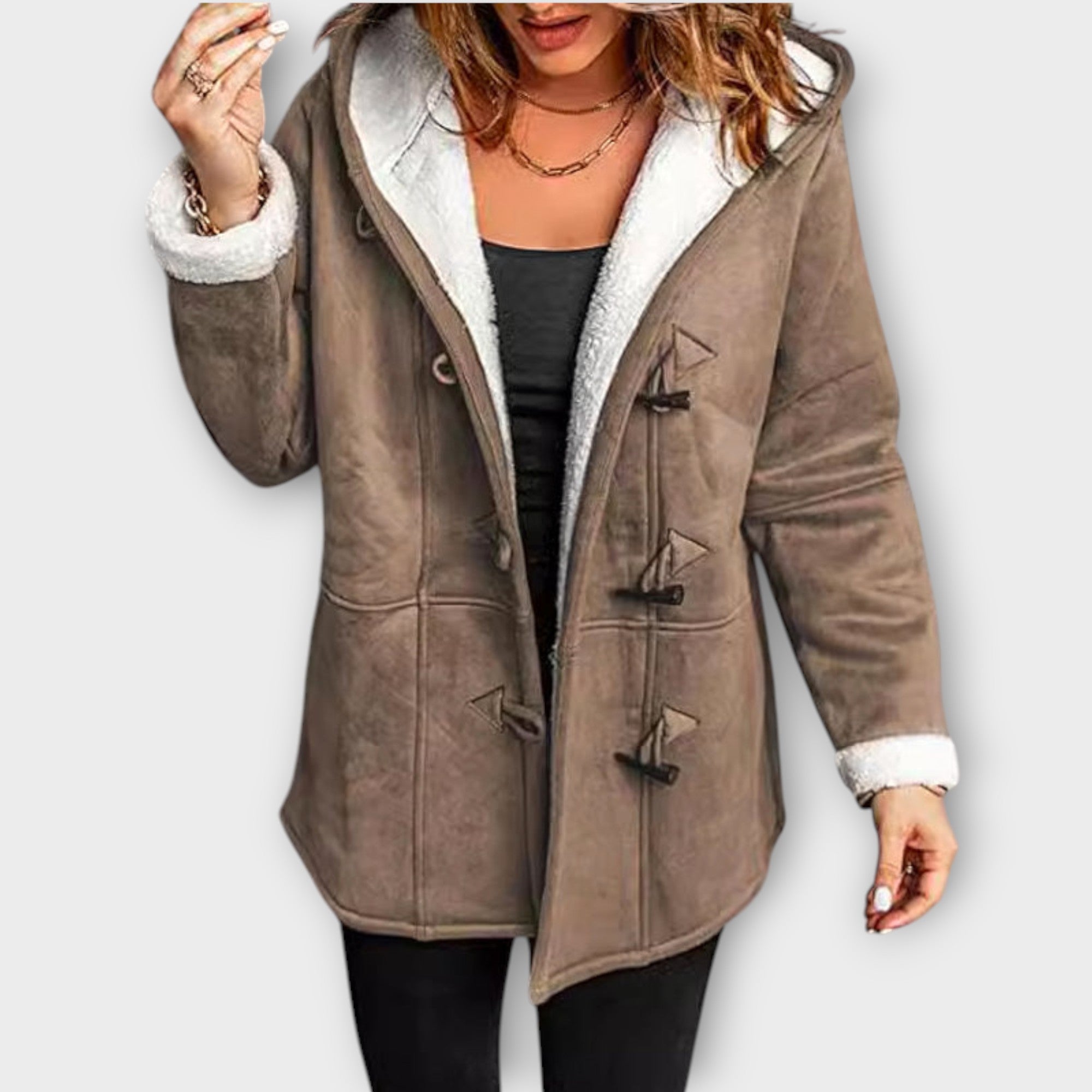 Alina™ – Elegant kapp i mockaimitation med mjuk fuskpälsfoder